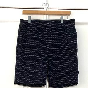 Hilary Radley Pull On Stretch Bermuda Navy with white dots Shorts